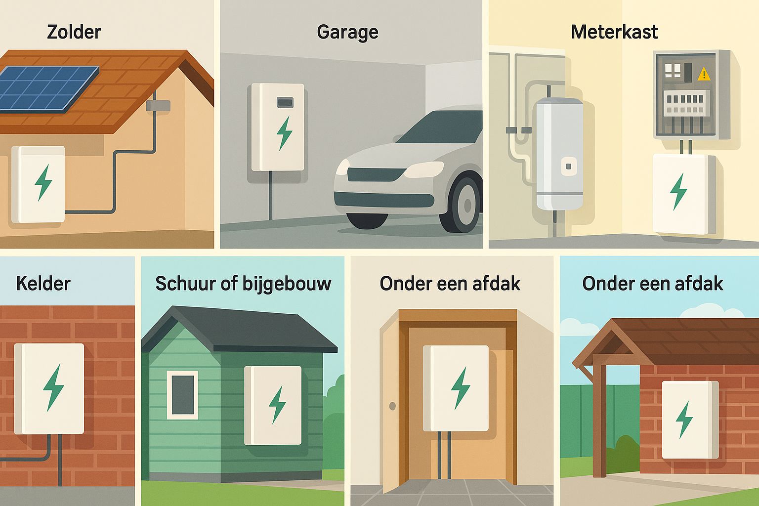 Locaties voor een thuisbatterij te plaatsen